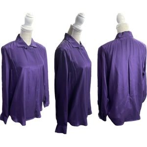 MARK SHALE | 12 / L | Silk Vintage Covered Placket Women’s Button Down Blouse